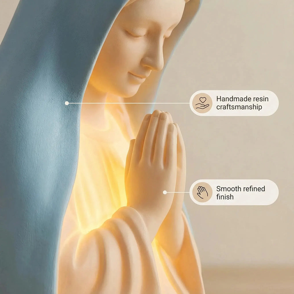 ✝️ โคมไฟกลางคืนแม่พระมารีเรซินทำด้วยมือ – แสงสว่างอ่อนโยนแห่งสันติภาพและการคุ้มครอง