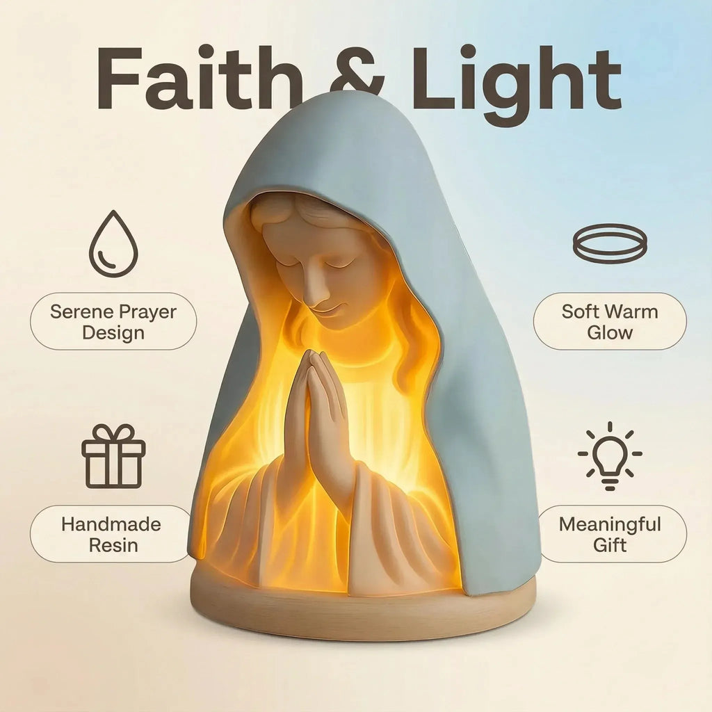 ✝️ โคมไฟกลางคืนแม่พระมารีเรซินทำด้วยมือ – แสงสว่างอ่อนโยนแห่งสันติภาพและการคุ้มครอง